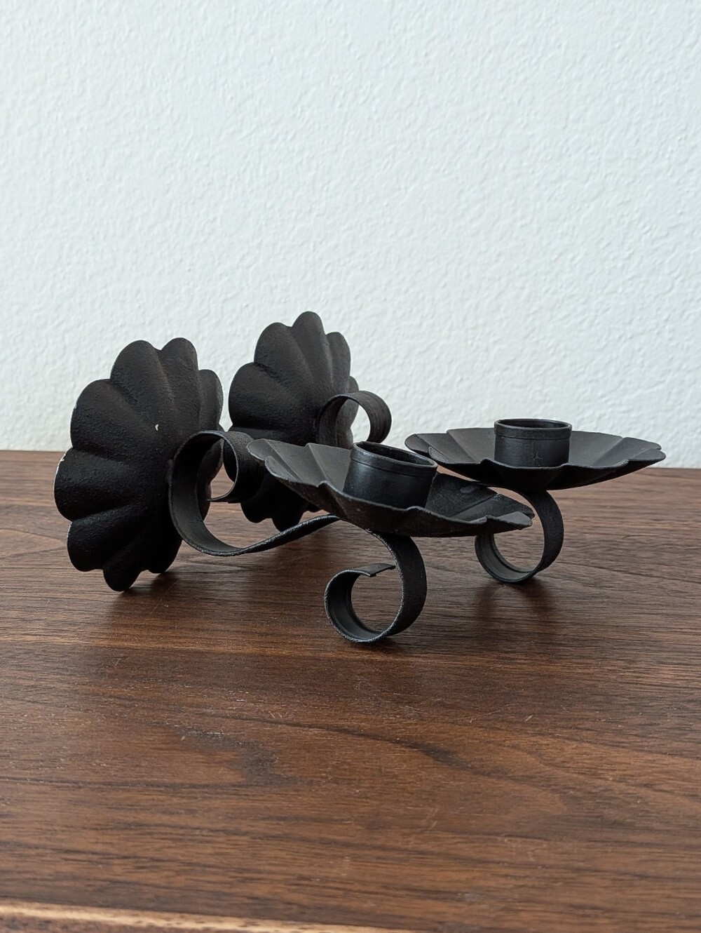 Set Of 2 Lightweight Black Metal Decorative Wall Taper Candle Holders Wall Decor